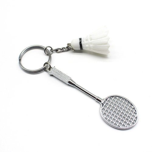 Stainless Steel Badminton Keychain Metal Badminton Racket Keychains Vintage Mini Sports Keyring for Women Men Car Key