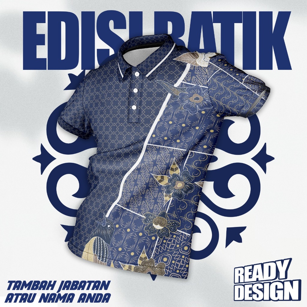 BAJU JERSEY BATIK BERKOLAR (CUSTOM LOGO JABATAN ANDA) | BAJU BATIK KERAJAAN