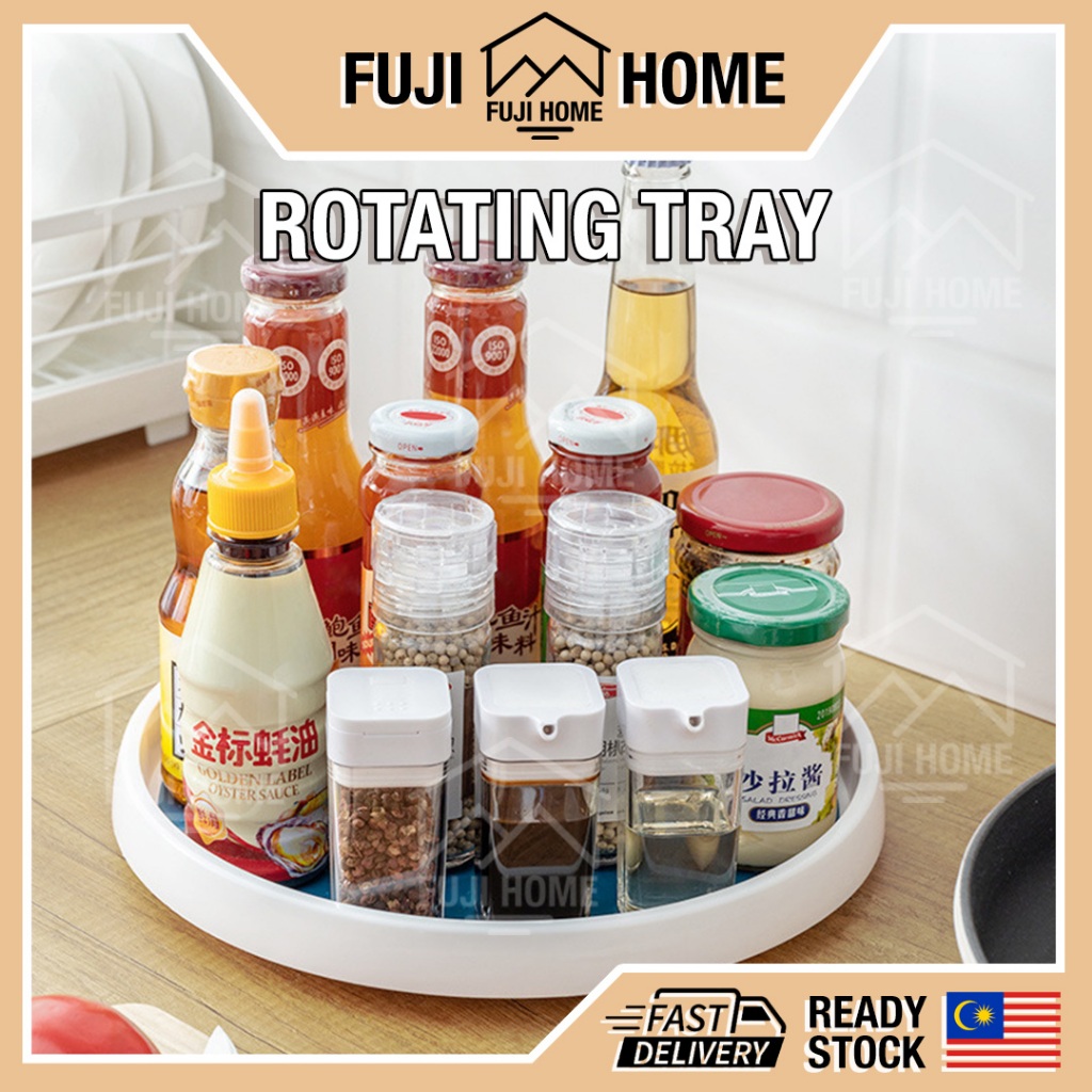 READY STOCK360° Rotating Spice Rack Turntable Rotating Storage Tray Meja Putar Dapur Dulang Simpanan Berputar Ruang