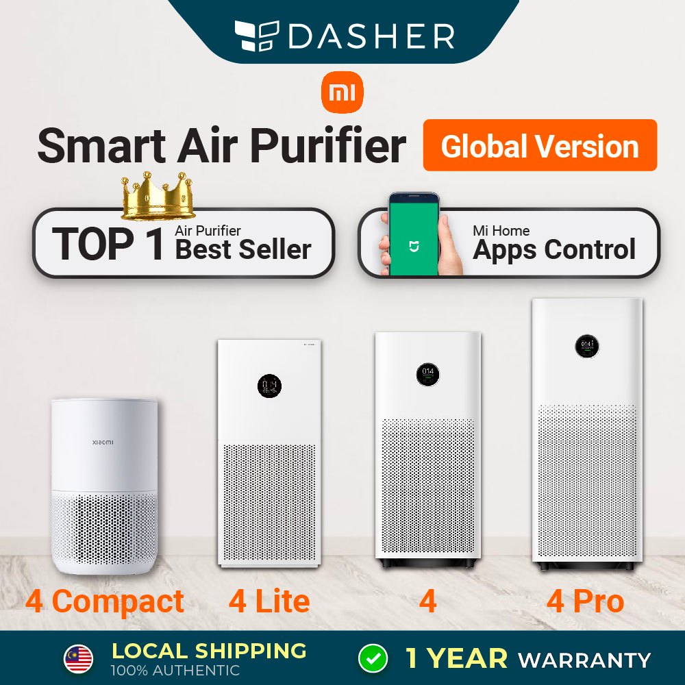 Xiaomi Smart Air Purifier 4 Compact/4 Lite/4/4 Pro Smart Home Air Quality OLED Screen Display WiFi App Control Global