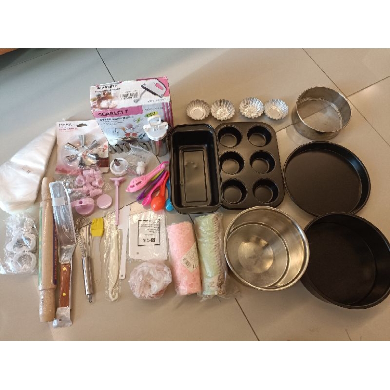 Baking Cake Accessories Tools Turntable Baking Set Alat Pusing Menghias Kek Kit Kuih Acuan Serbaguna Buat