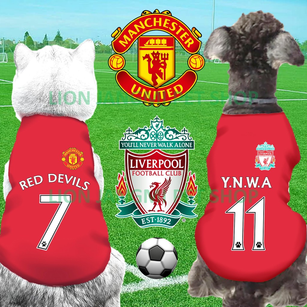 (M-6XL) Liverpool Manchester United Football Jersey - Baju Raya Kucing Jantan, Big Size Dog Cat Pet Clothes Shirt 狗狗衣服