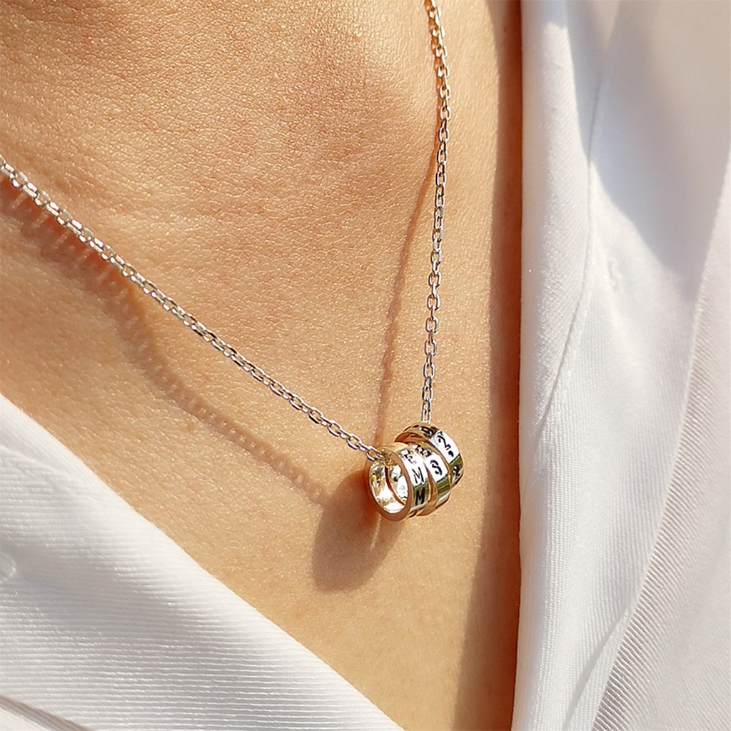 Personalized Necklace Engraved Circle Necklace 925 Silver Name Necklace Engraved Necklace Custom Name Necklace