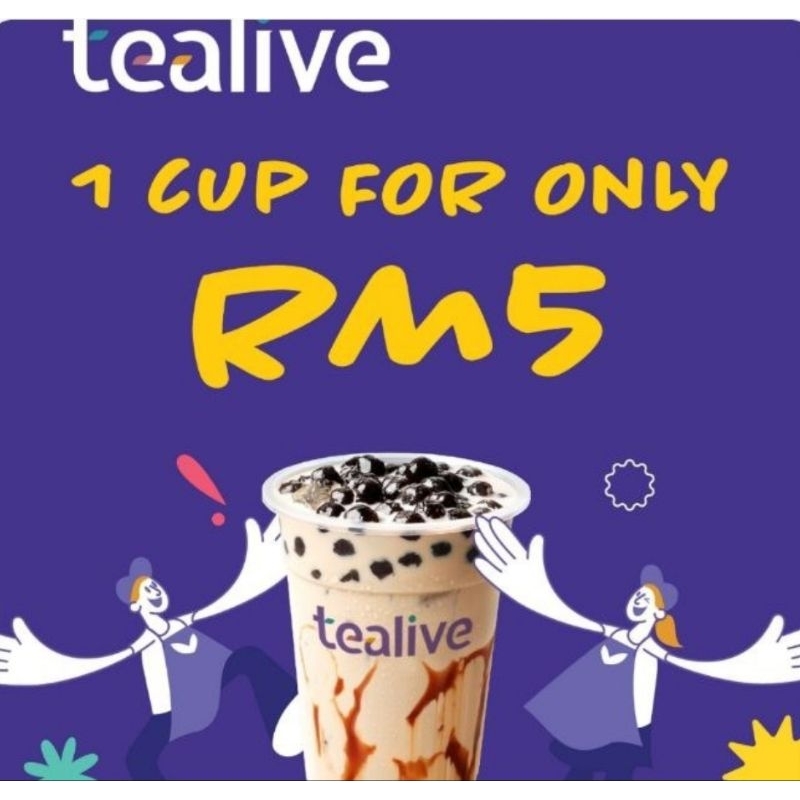 Tealive 1 cup RM5 Evoucher