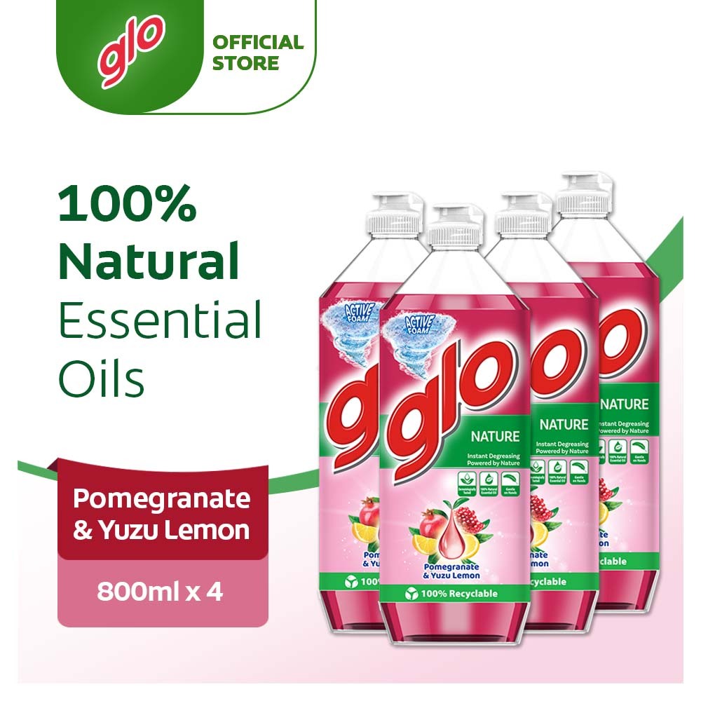 [Bundle of 4] Glo Nature Pomegranate & Yuzu Lemon Dishwash Liquid 800ml