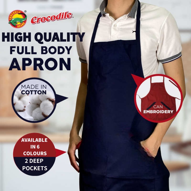 Unisex Full Body Apron Cotton Apron 2pockets Kitchen Cooking Chef Waiter Red Blue Apron Masak Apron Tebal Apron Kualiti