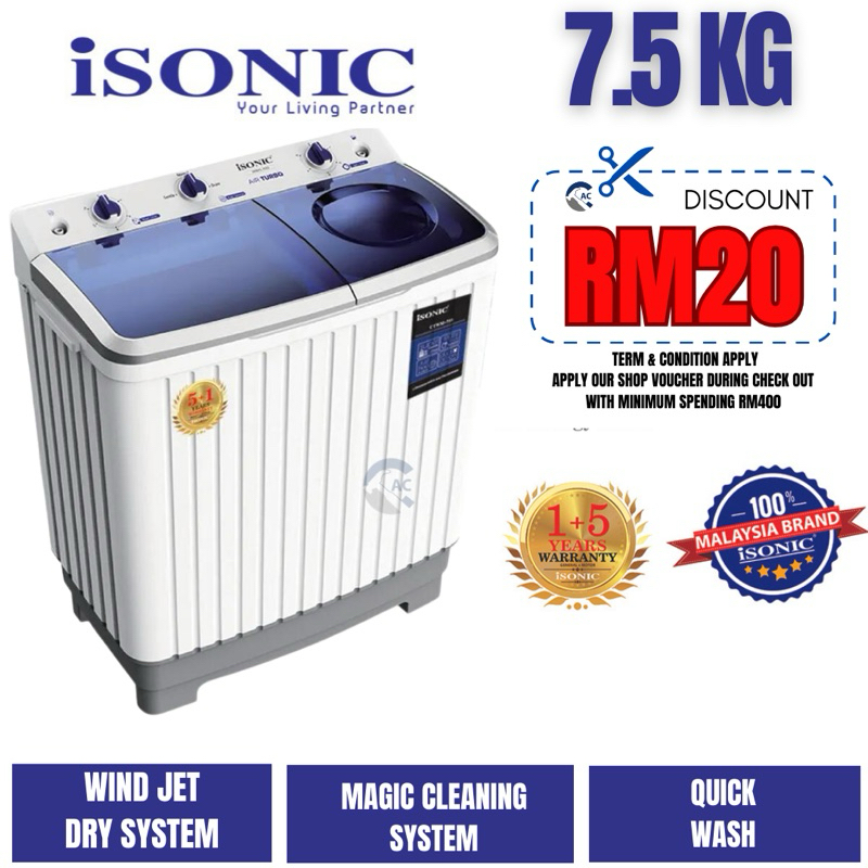 ISONIC SEMI AUTO WASHING MACHINE 7.5KG 11.5KG | KHIND WASHING MACHINE 7KG | 10KG WM717 | WM1017 | WASHING MACHINE MANUAL