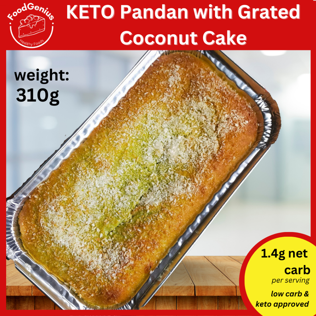 KETO Pound Cake - Pandan with Grated Coconut Cake / Kek Keto Kelapa [300g]