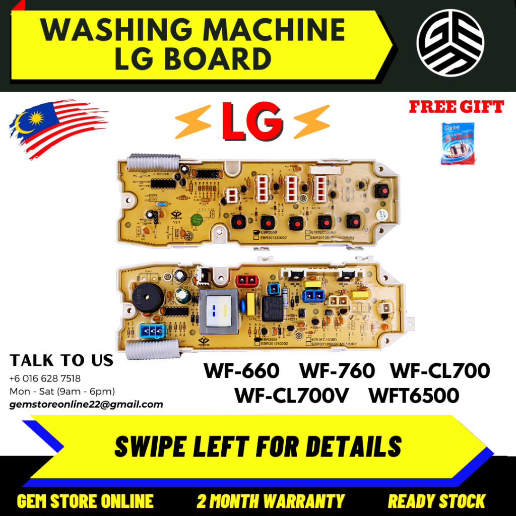 WF-660 / WF-760 / WF-CL700 / WF-CL700V / WFT6500 LG Washing Machine Board / Board Mesin Basuh LG / PCB Board LG