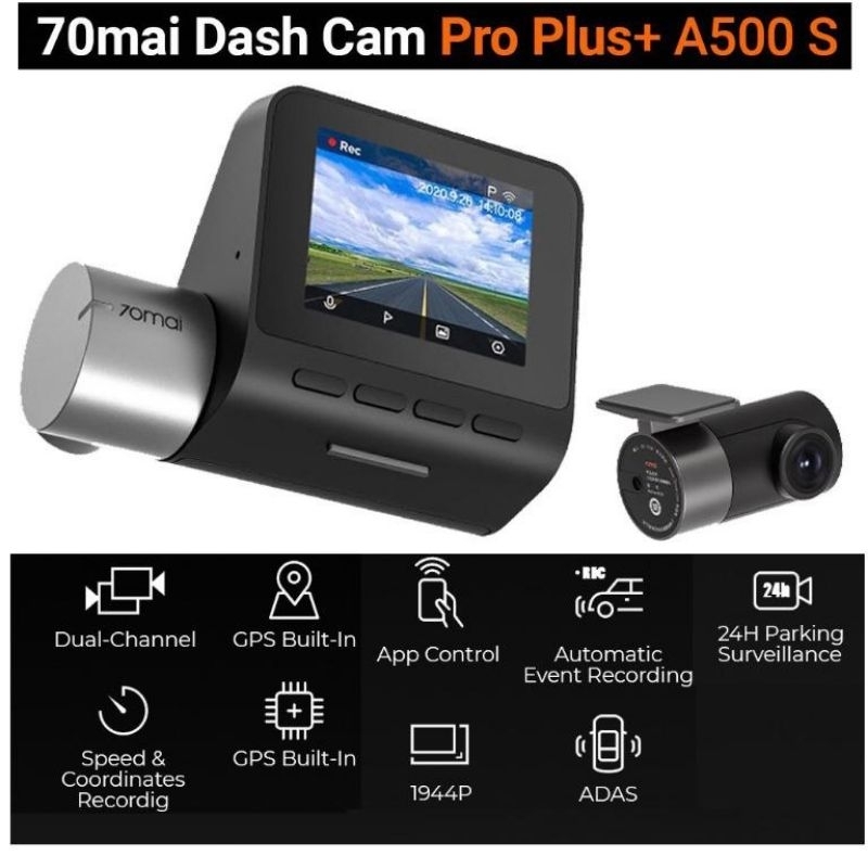 Dash cam 70mai A500S Pro plus 行车记录仪 dashcam depan dengan belakang