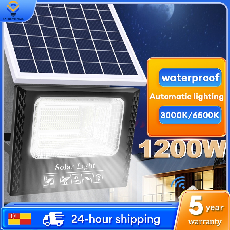 【READY STOCK】Lampu solar light outdoor lighting 1200W spotlight IP67 Waterproof solar led Street lamp 6500K LED lights