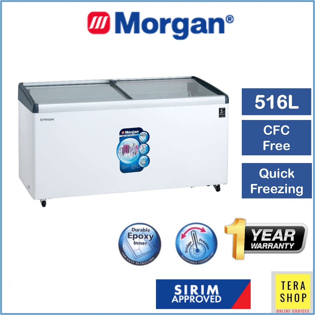 Morgan MCF-G516L / MCF-G456L / MCF-G336L / MCF-G256L Glass Door Chest Freezer Peti Sejuk Beku