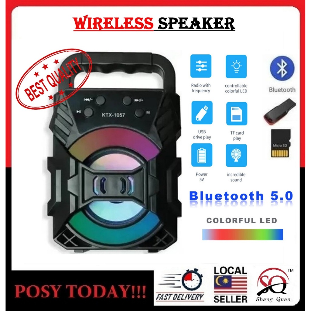 ♕LOCAL STOCK♕ KTS-1057 BLUETOOTH SPEAKER PORTABLE SPEAKER WIRELESS SPEAKER HANDLE-HELD STEREO OUTDOOR SPEAKER