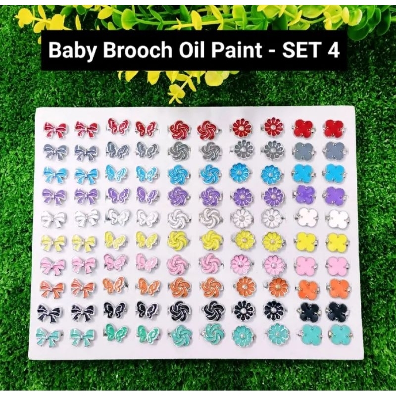 50 Pcs Baby Brooch Oil Paint / Pastel / Minyak / Brooch Borong