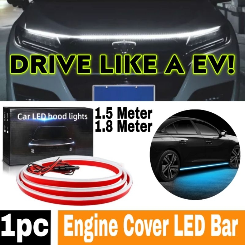 Universal Car LED Light Bar Front Engine Hook Bonnet Cover Welcome DRL ativa aruz saga Axia Myvi Bezza Alza x90 x50 2024
