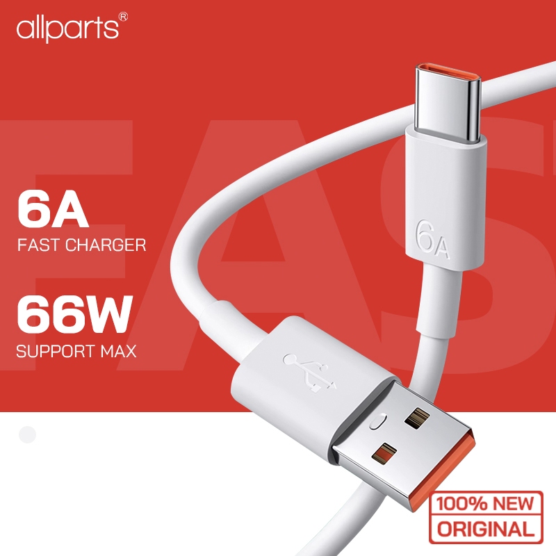 Super Quick Fast Charging 6A 66W Type C Data USB Cable for Huawei Xiaomi VIVO OPPO Realme