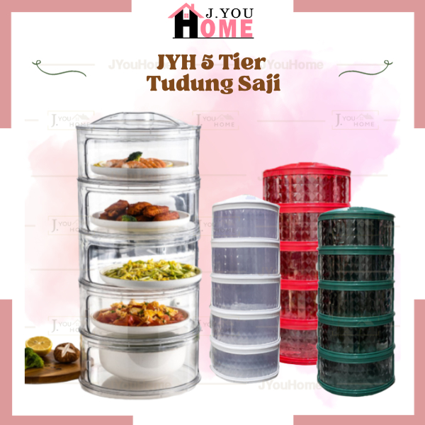 Tudung Saji Viral 5 Tier Insulated Slide Cover Food Storage Moden Bertingkat 5 Tingkat Rak Lauk