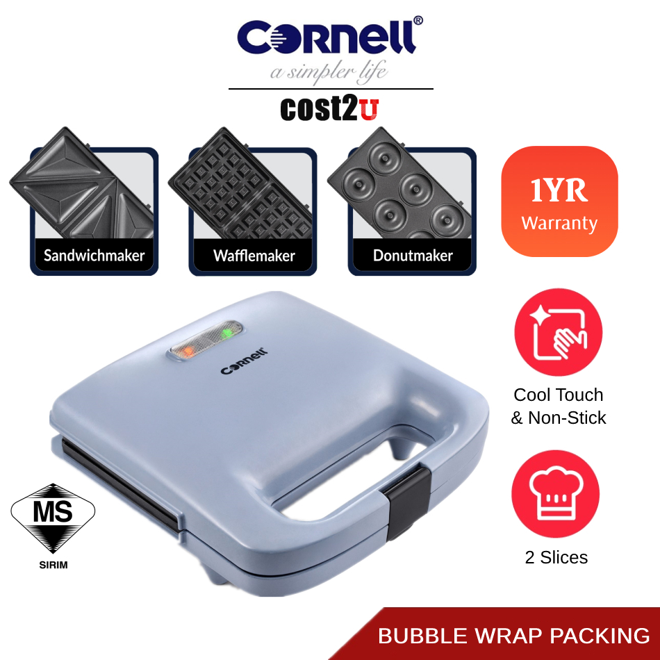 Cornell Sandwich Maker (NON-STICK PLATE) | CSM-E1105X PST-9603 (Waffle Maker Donut Maker Pembakar Roti Toaster 烤面包机)