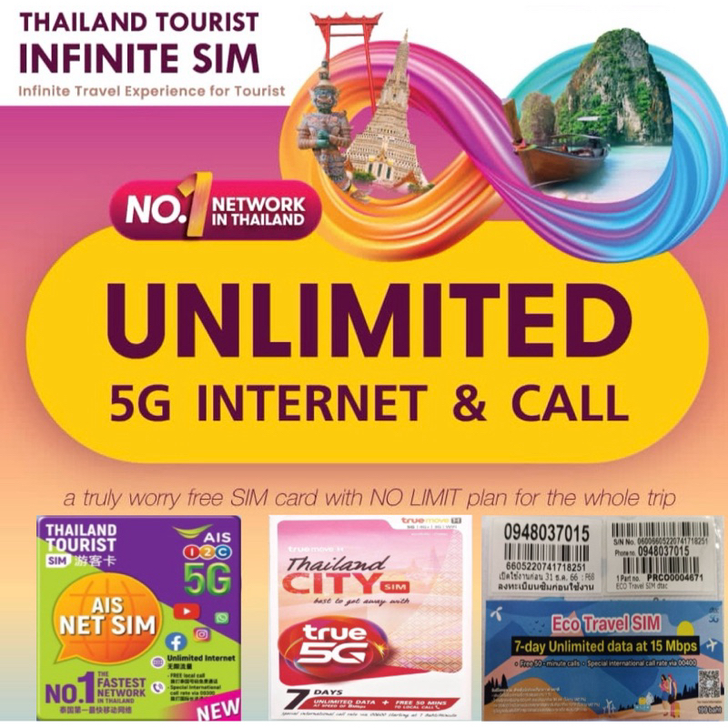 Thailand SIM Card UNLIMITED INTERNET ( 泰国网卡）(Thai Travel Sim Card Prepaid Sim Card)