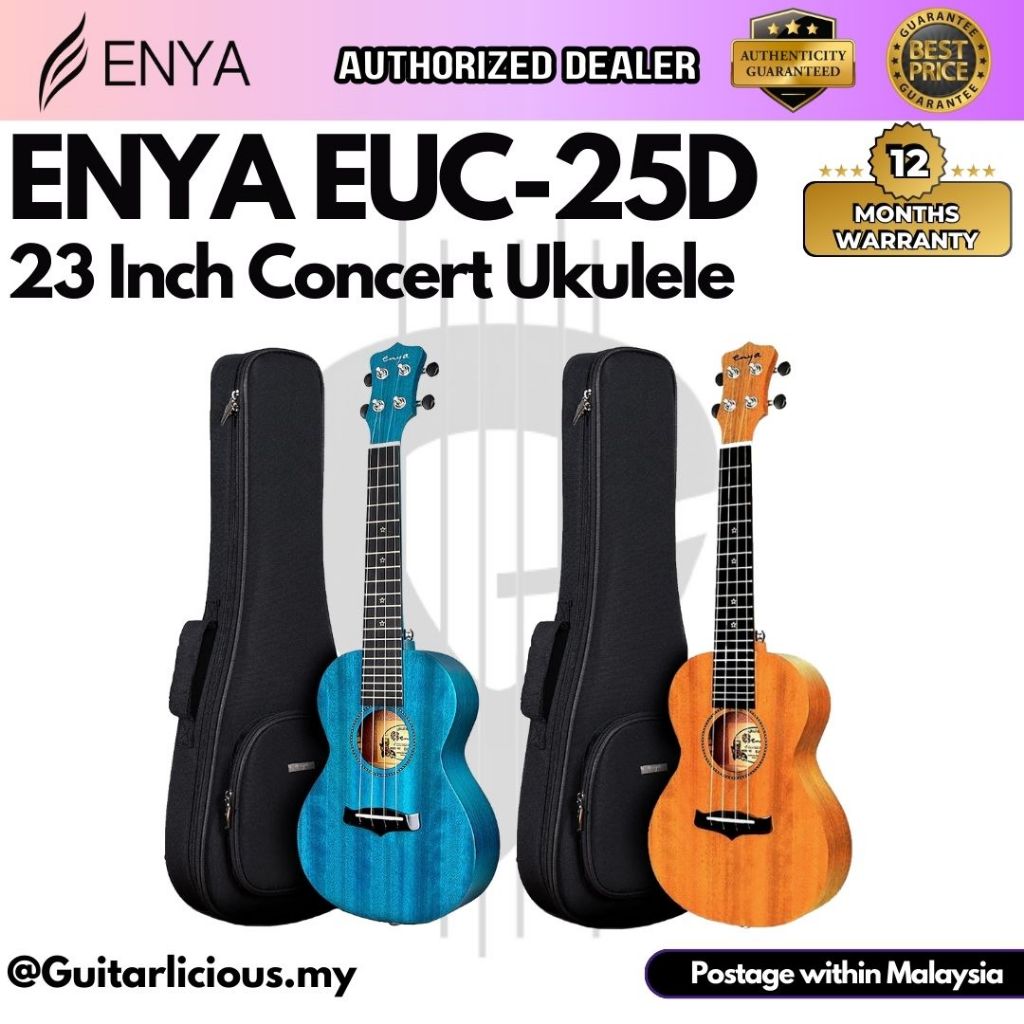 Enya 23 Inch Concert Ukulele, Solid Mahogany Top with Gig Bag ( EUC-25D / EUC25D / ENY-EUC25D )