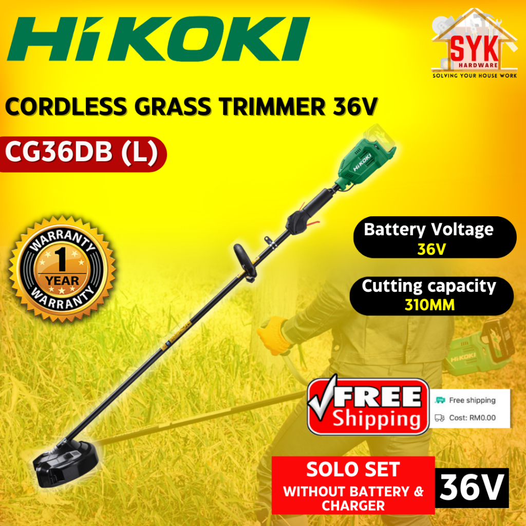 SYK Free Shipping Hikoki CG36DB(L) Cordless Grass Trimmer 36V Solo Machine Battery Outdoor Tools Mesin Potong Rumput