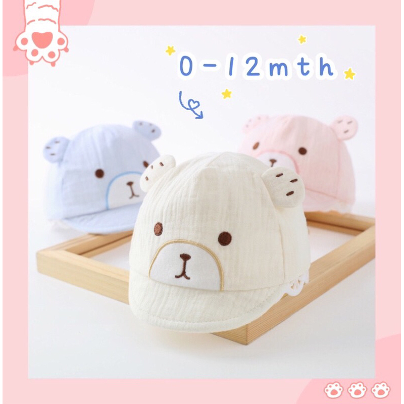 Ready Stock New Born Baby Cotton Hat Baby Hats Friend Cap Design Baby Girl Boy Baseball Caps Breathable Animal Cat