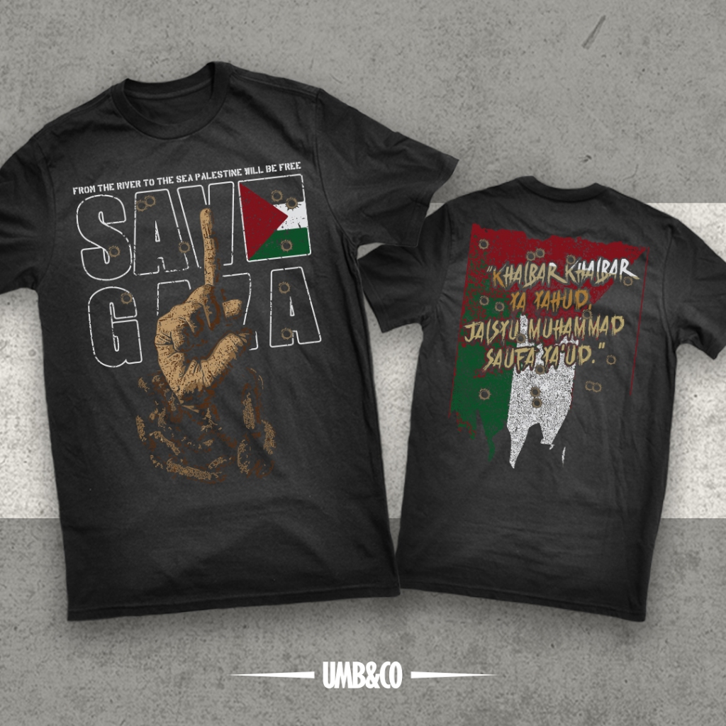 (Ready Stock) T-shirt Palestine - Save Gaza - UMB Merchandise - Tshirt - Islamic - Streetwear