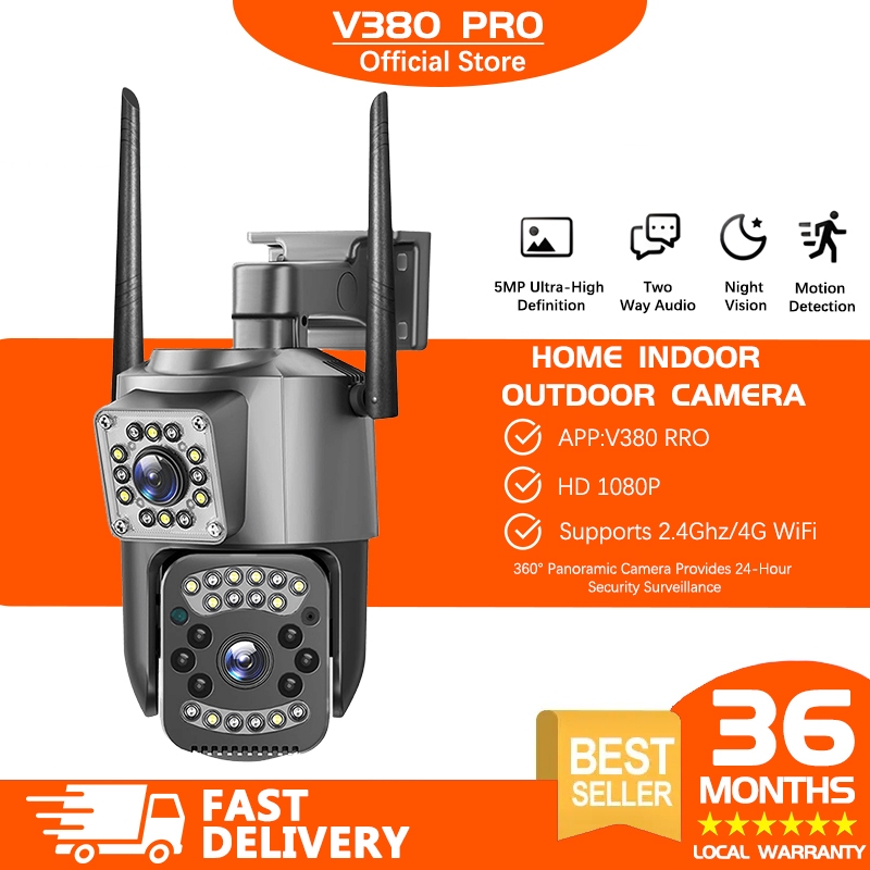 V380 Pro wireless dual lens outdoor waterproof wifi 360 cctv camera 1080P IP Security Cameras sim card 4g