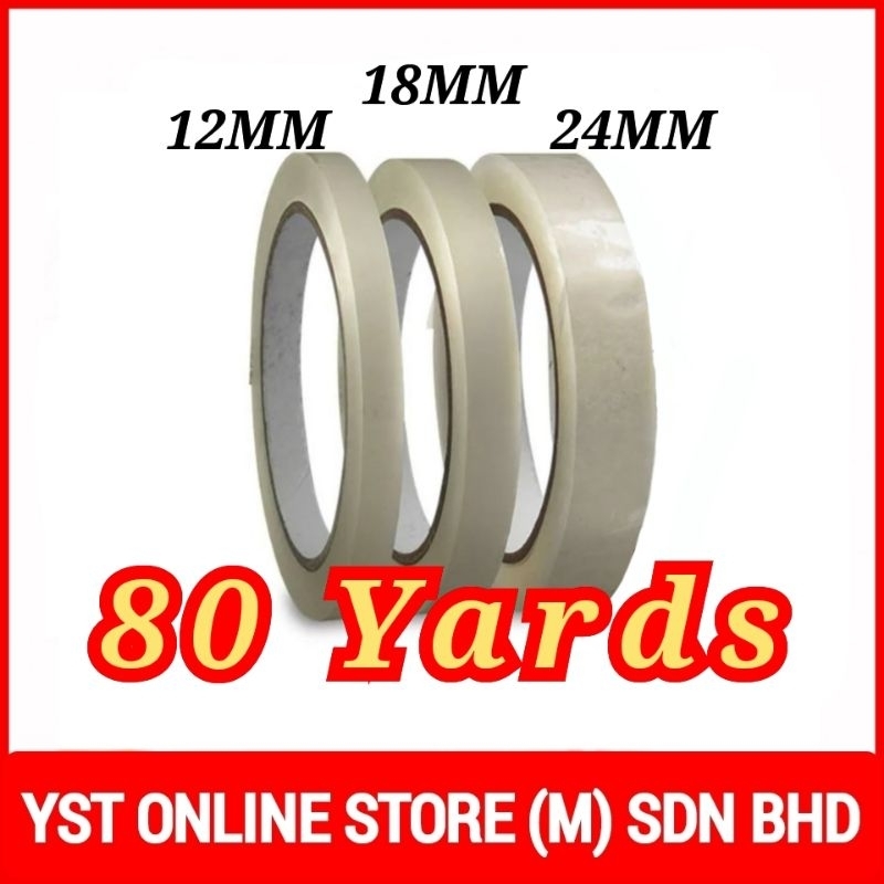 Yst Online Store Stationery Tape 24 18 12mm 80 Yards Opp Packing Selefon Cellophane 胶纸 胶带 Cellotape Salotape Transparent