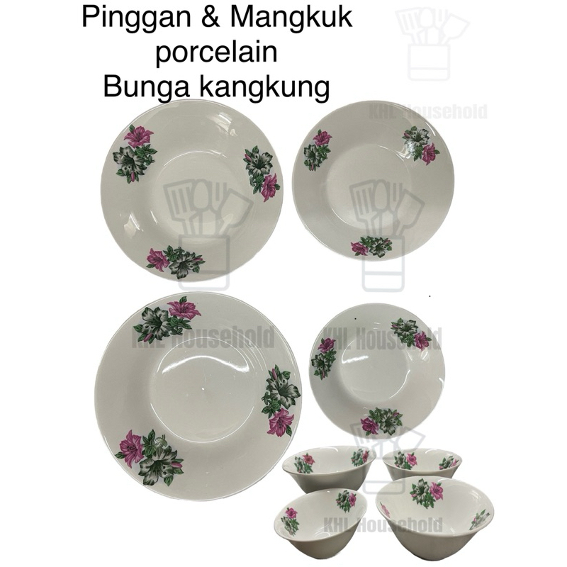 Bunga Kangkung Plate & Bowl Classic Porcelain Vintage Flower / Pinggan Porcelain bunga Kangkung /Mangkuk Bunga Kangkung