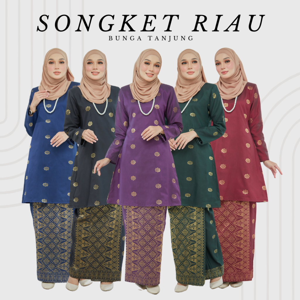 By Matching HQ Baju Kurung Riau Songket Cotton Tenun Bunga Tanjung