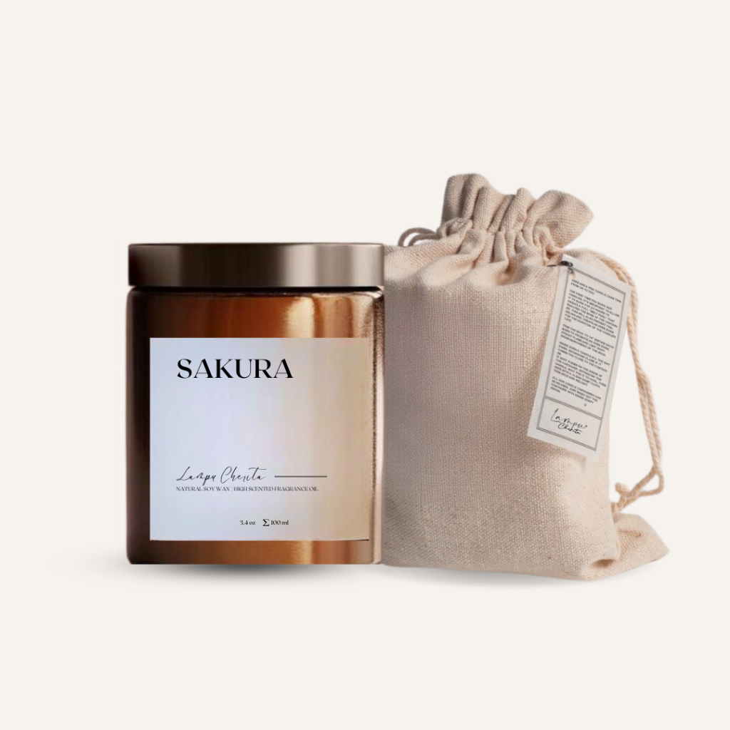 LAMPU CHERITA - Sakura Handcrafted Soy Wax Amber Jar Scented Candle (100ml)