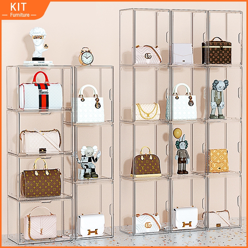 AirColumn Transparent Storage Acrylic Display Handbag Storage Organizer Blind Kotak Transparent shoes perfume box折叠收纳盒