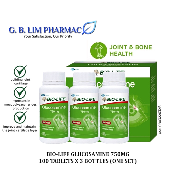 BIO-LIFE GLUCOSAMINE 750MG 100 TABLETS X 1 OR 3 BOTTLES (EXP: 8-AUG-2025 )