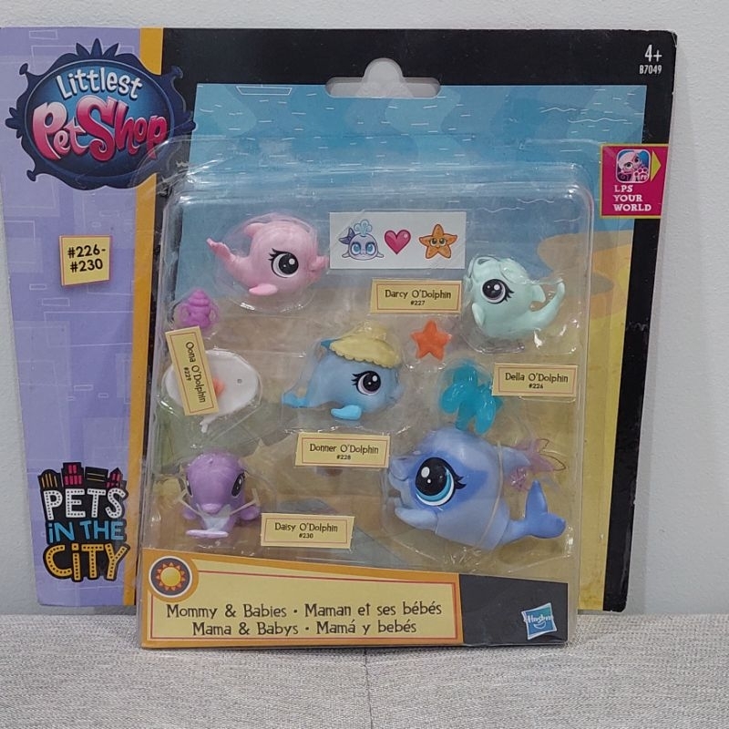 Littlest Pet Shop LPS Mommy & Babies Dolphin Set NIB 2016 DISCONTINUED