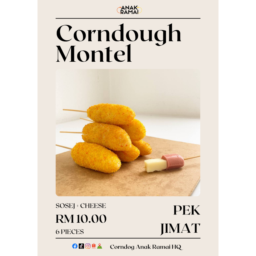 Corndough Corndog Montel Anak Ramai Frozen Murah Halal Murah Jimat Sedap Cheese Mozarella