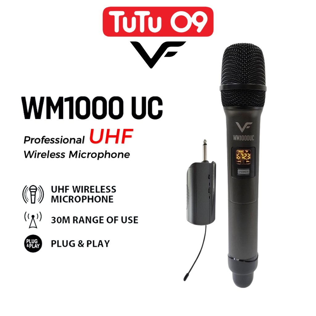 Vinnfier VF WM1000 UC Professional UHF Wireless Microphone with Rechargeable Transmitter Karaoke Talk Microphone Mic