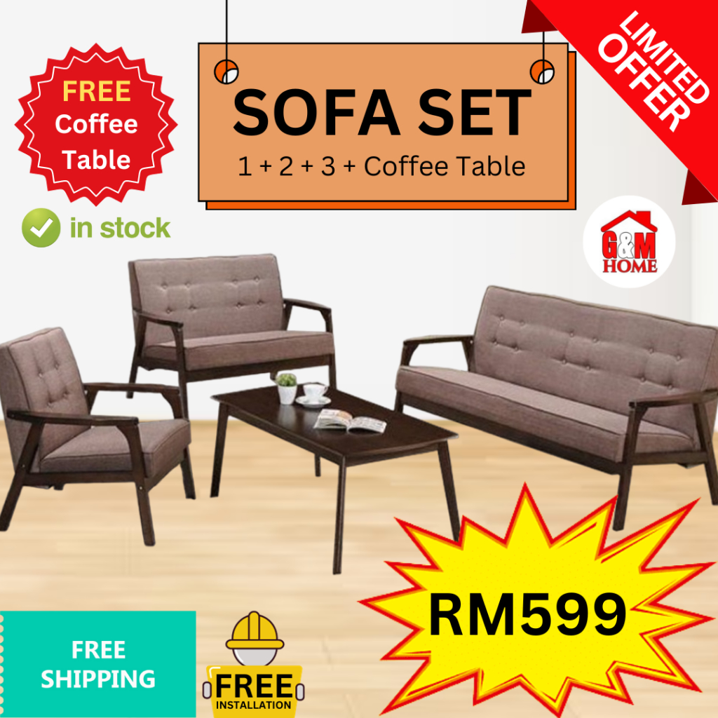 G&M Home - Sofa / Sofa Murah / Sofa Modern / 1 Seater / 2 Seater / 3 Seater/ Free Coffee Table / Ikea Sofa / Siap Pasang
