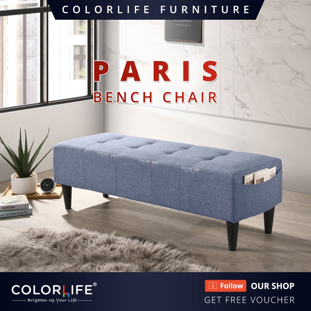 Colorlife Paris Bench Chair/ Bery Square Stool Bench Chair / Iris Bench Chair / Velvet Fabric / Linen Fabric Bench Chair