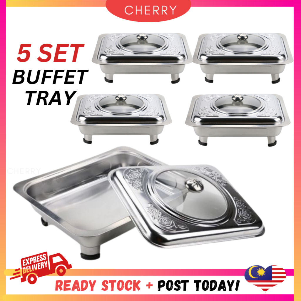 🍒CHERRY🍒5 Set Buffet Tray Buffet Kenduri Buffet Pan Food Tray Bekas Lauk Kenduri 5 in 1 Buffet Tray