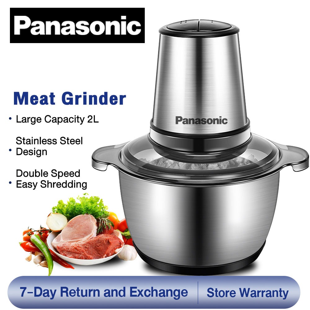 Panasonic Meat Grinder Chopper Electric Stainless Steel Blender 2L Garlic Grinder Meat Cutter Household Electric