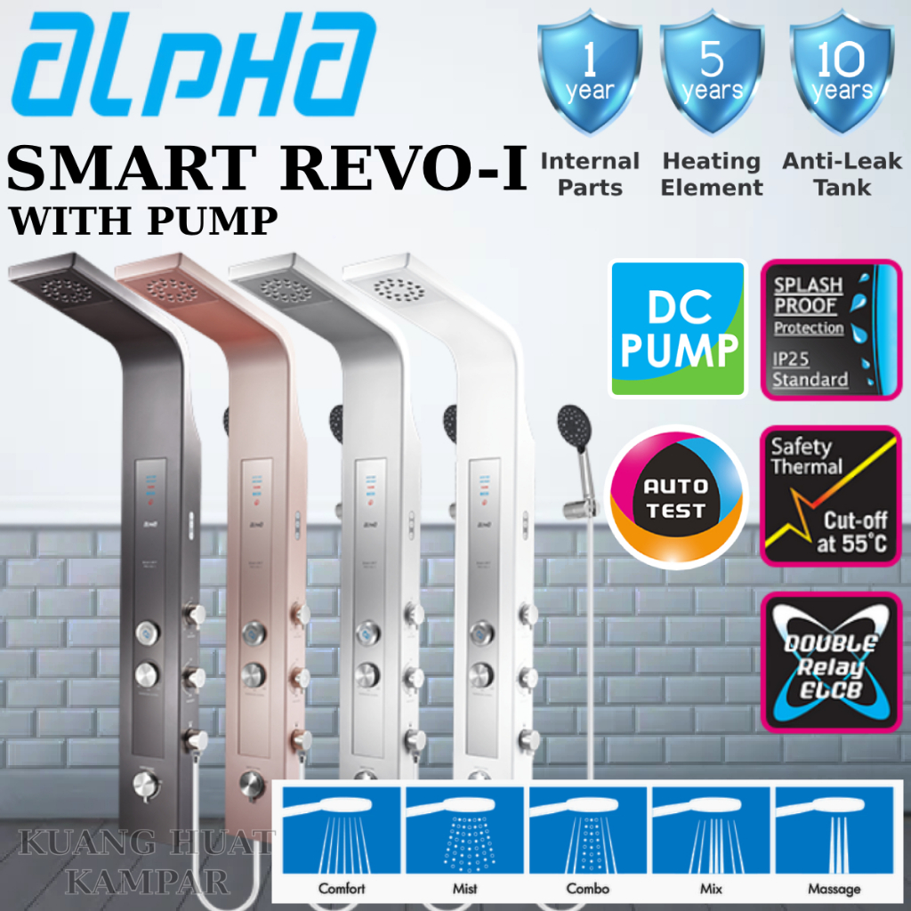 ALPHA WATER HEATER WITH DC PUMP SMART REVO-I MOCHA / ROSE GOLD / SILVER / WHITE // REVO-E NO PUMP