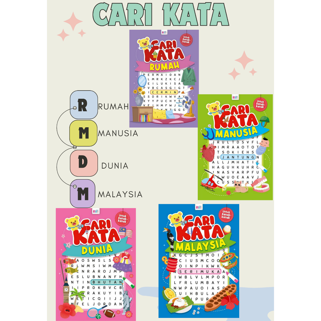 Buku Cari Kata ( Rumah, manusia, dunia , malaysia)#wordsearch#kids