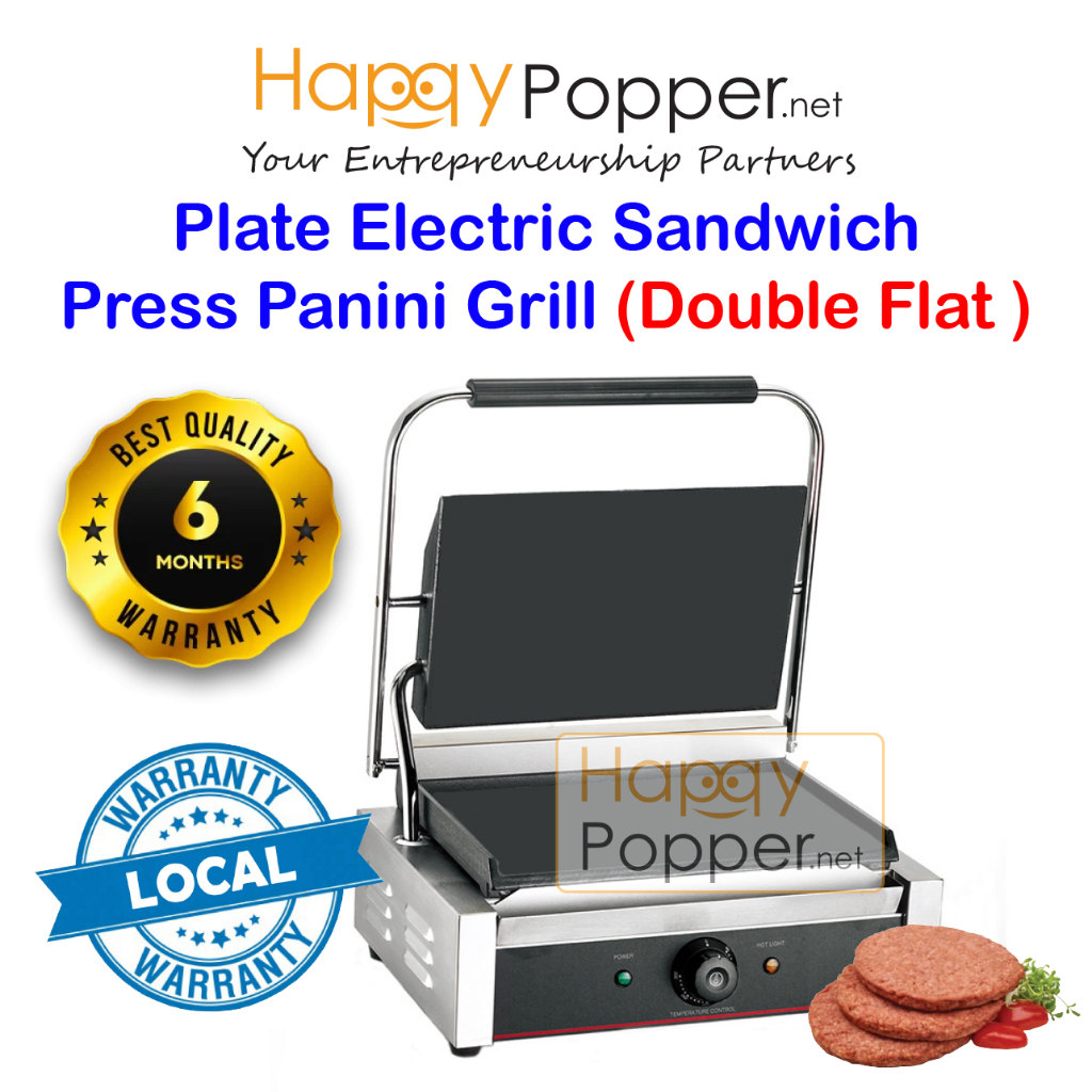 Commercial Electric Belgium Press Griddle Plate Double Sanwich Toaster Grill Panini Maker Machine 811 Double Flat