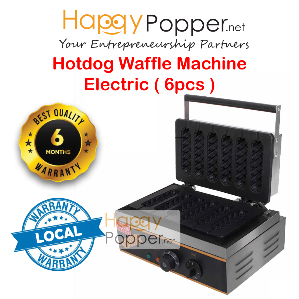 Happypopper Commercial Hotdog Hot dog Stick Sausage Waffle Maker Machine ( 6pcs ) ( Electric ) Heavy Duty 商用香酥肠机