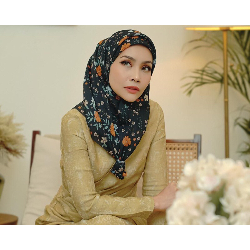 Bloom Series By The Hijab Co | Premium floral printed Square Scarf