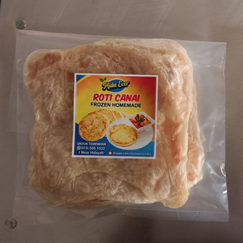 ROTI CANAI FROZEN PETAK HOMMADE (5biji) (BELI 5 BUNGKUS KEATAS PERCUMA 1 BULAT)