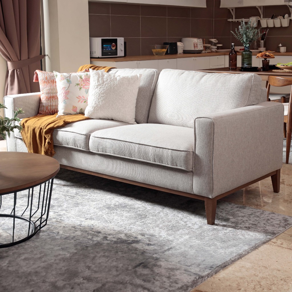 [PRE-ORDER] HERMANN 3 Seater Sofa Modern Retro Vintage Designer Inspired Polyester Upholstery Fabric Beige Color