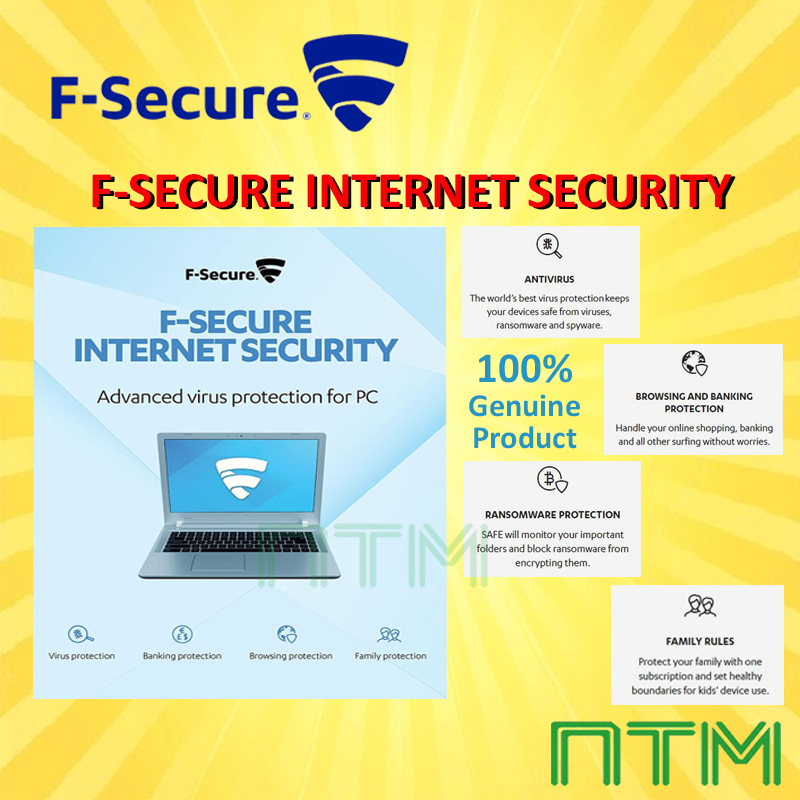 F-Secure Internet Security Anti-Virus FULL ( 1 YEAR / 3 YEARS ) 1PC For Microsoft Window 7 SP1 & Above