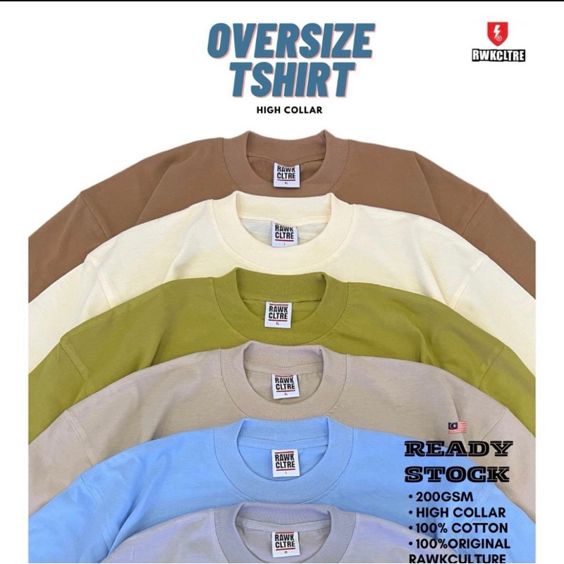 Oversize tshirt High Collar Vintage 200gsm 100% Cotton Kain Sejuk Plain tshirt lelaki